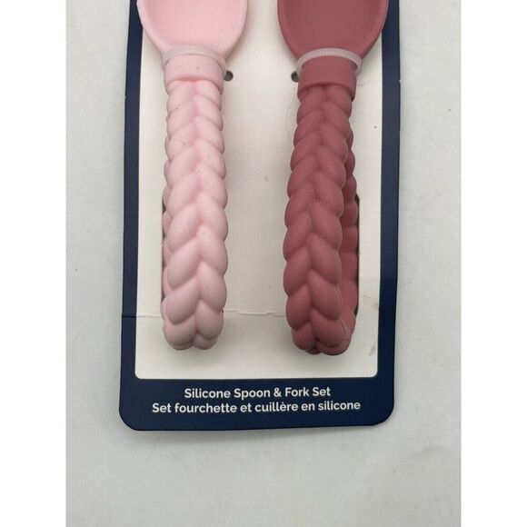 Itzy Ritzy Sweetie Spoons Silicon Spoon Fork Pink Set BPA Free 6m+ Baby NEW - Picture 3 of 6
